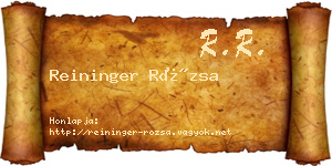 Reininger Rózsa névjegykártya